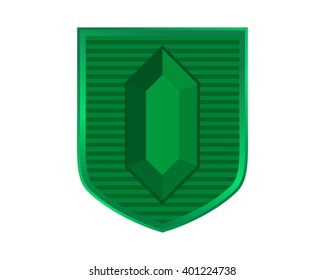 green heraldic shield diamond emerald jewel sapphire crystal brilliant gemstone image icon