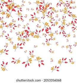Grüner Kräuterhintergrund, weißer Vektorgrafik. Foliage Dead Card. Burgund Leaf Nature. Symbolsatz. Berries Hintergrund.