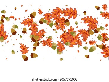 Grüner Kräuterhintergrund, weißer Vektorgrafik. Leaf-Material-Illustration. Orangefarbene Blätter. Banner-Set. Goldene Eiche Silhouette.