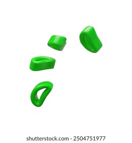 Green herb icons. Vector 3d illustration of four green shapes resembling stylized vegetable herbs. Suitable for use in food-related design, packaging, or health-themed graphics.