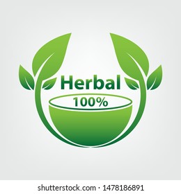green herbal logo template,herbal 100 on white background