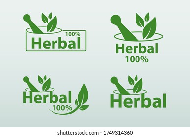 green herbal logo template,herbal 100 on white background