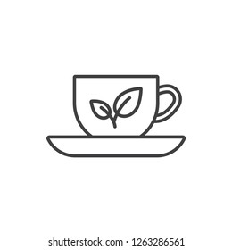 Green, herbal tea line icon.