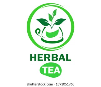 Green and herbal tea, vector collection of organic logo