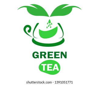 Green and herbal tea, vector collection of organic logo