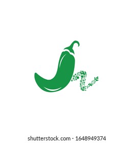 green herbs logo type h with icon chilli vector design