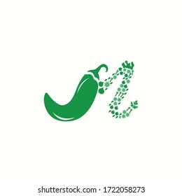 tipo de logotipo de hierbas verdes n con diseño vectorial de chile icono