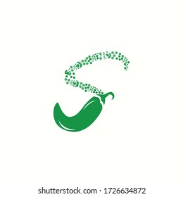 green herbs logo type s with icon chilli vector design