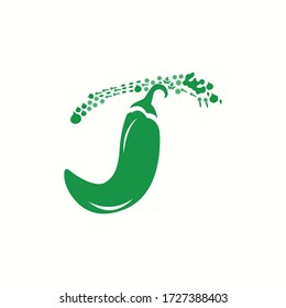 green herbs logo type t with icon chilli vector design