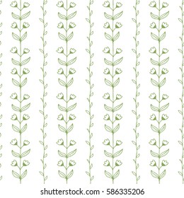 Green herbs seamless pattern. Scandinavian background. Nature style.