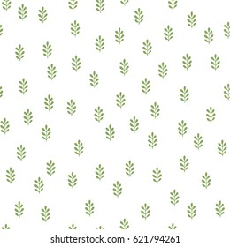 Green herbs seamless pattern. Scandinavian background. Nature style.