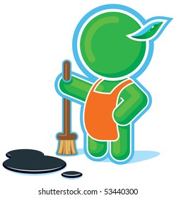 Green Hero doing cleaning job