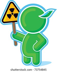 Green Hero with Radiation Warning Sign