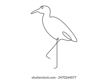 Green heron continuous one line drawing vector illustration 