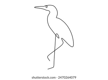 Green heron continuous one line drawing vector illustration 