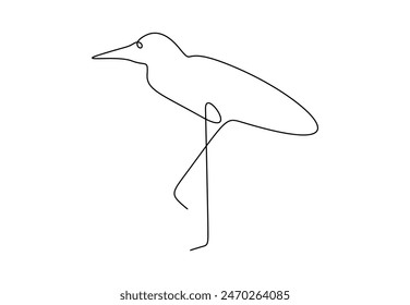 Green heron continuous one line drawing vector illustration 