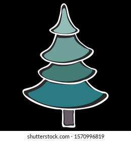 Green herringbone on a black background. Original Christmas tree. For decoration of Christmas products.