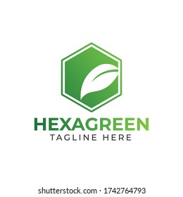Green hexa leaves logo vector