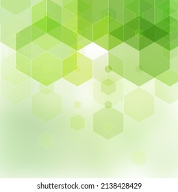 Green hexagon background. Abstract design element.