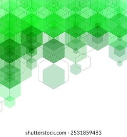 Green hexagon background. Geometric design. Presentation template.