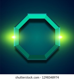 Green hexagon background template.