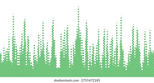 Green Hexagon Dot Equalizer Abstract Vector Background for Music Technology Graphics, Audio Visualization Posters, DJ Event Banners, Sound Wave UI Interfaces and Digital Music Branding