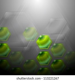 Green hexagon elements on the dark background. Vector illustration eps 10