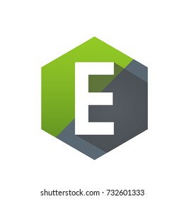 Green Hexagon Initial E Vector Logo
