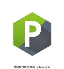 Green Hexagon Initial P Vector Logo