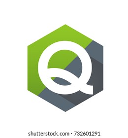Green Hexagon Initial Q Vector Logo