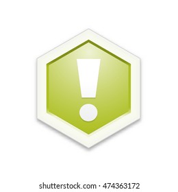 The green hexagon label with exclamation mark