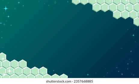 Green hexagon pattern background.Separate top and bottom diagonally..Vector data that is easy to edit.