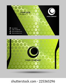 Green hexagon pattern business card design