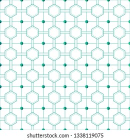 Green Hexagon Pattern. Shape seamless background pattern in eps file.  Abstract shape line design in vector. Geometric cube background for business. Isometric pattern for game background or gift wraps