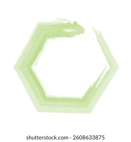 Green Hexagonal Watercolor Frame with Transparent Background for Creative Designs