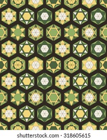 Green hexagons background. Abstract seamless pattern.