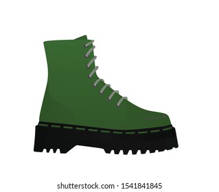 Green high heel lace boot. vector