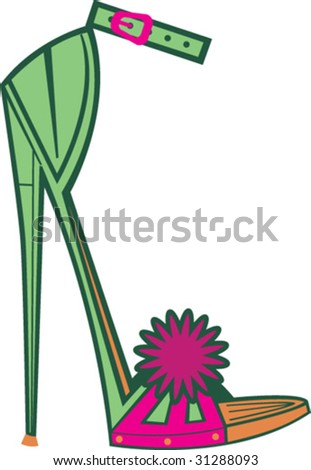 green high heel shoe