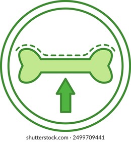 Icono de calcio de alta potencia verde. Icono de Vector. Fortalecimiento de los huesos. Etiqueta para medicamentos y envases de alimentos