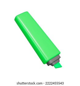 Green highlight 3d icon. Isolated object on transparent background