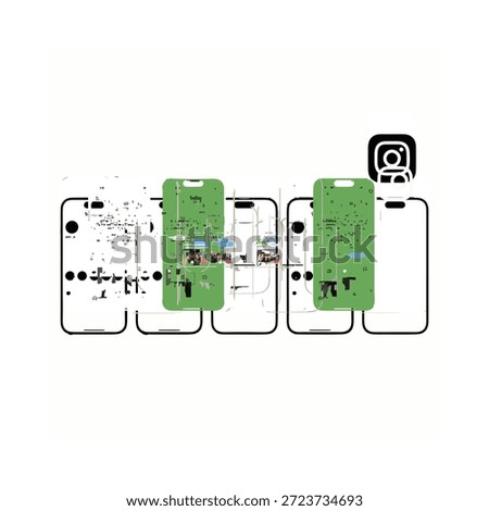 Green highlighted areas on a schematic diagram of electronic components