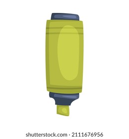 Green Highlighter as Office Supply and Stationery Object Vector Illustration