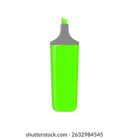 green highlighter on white background. green marker. stationery. school supplies. marker. office supplies. vector illustration