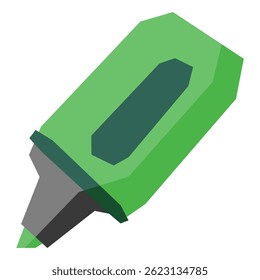 Green highlighter pen with chisel tip. Popular school tool for marking and studying. Great for education and reading visuals.