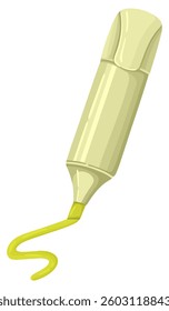 Green Highlighter for Sketching and Study. Drawing tools. Vector.