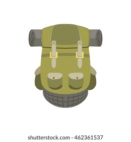 Green Hiking Backpack With Rolled Matrass