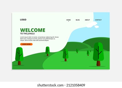 página de aterrizaje del tema de la naturaleza de las colinas verdes ilustración vectorial para el sitio web de negocios.