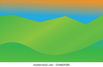green hill scenery background, blue sky and sunshine