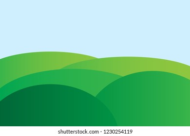 Green hill vector with cloud vector illustration design landscape