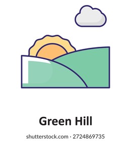 Icono de Vector de Green Hill que puede modificarse o editarse fácilmente

